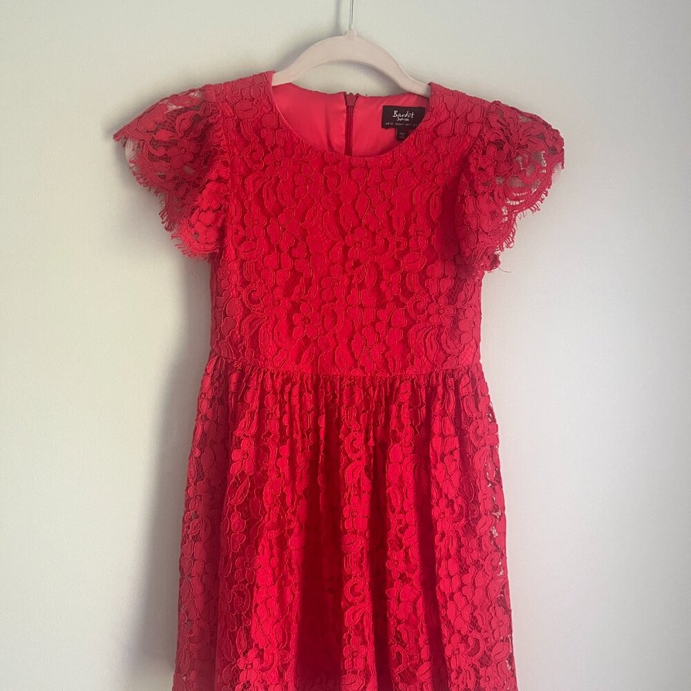 Girls Bardot Junior Red Dress - Size 6X